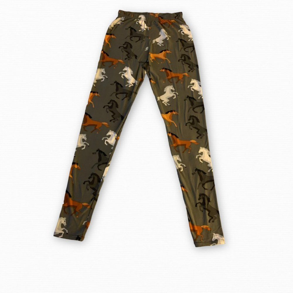 LuLaRoe ? horse pony print soft leggings ONE SIZE butter soft (like LuLaRo…